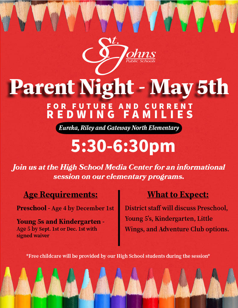Parent Night Flyer for May 5th at 5:30